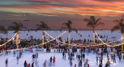 Winter Outdoor Ice Skating at the Hotel Del Coronado, San Diego County, CA